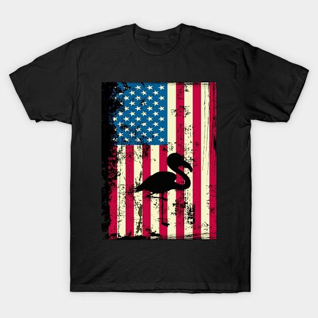 Flamingo American Flag USA Patriotic 4th Of July Gifts T-Shirt by KittleAmandass